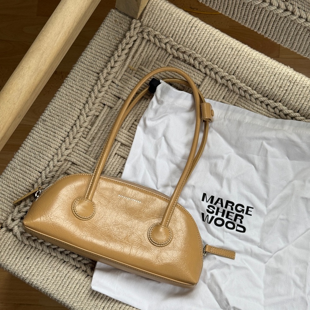 Marge Sherwood Bessette Beige Tan Leather Shoulder Bag